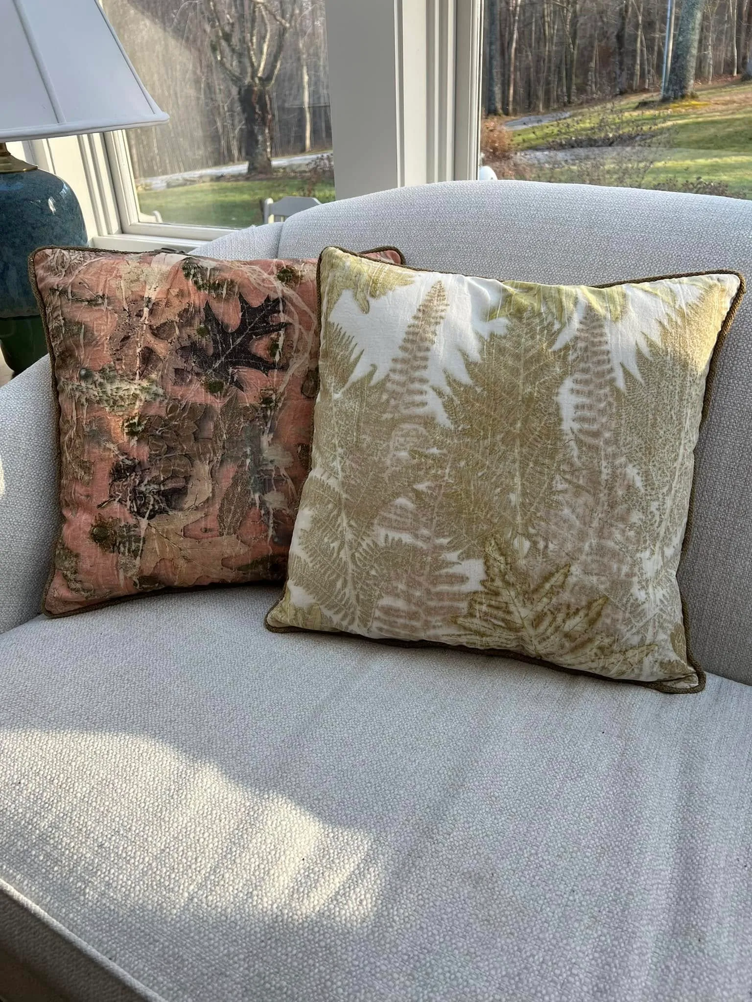 Fern and oak pillows