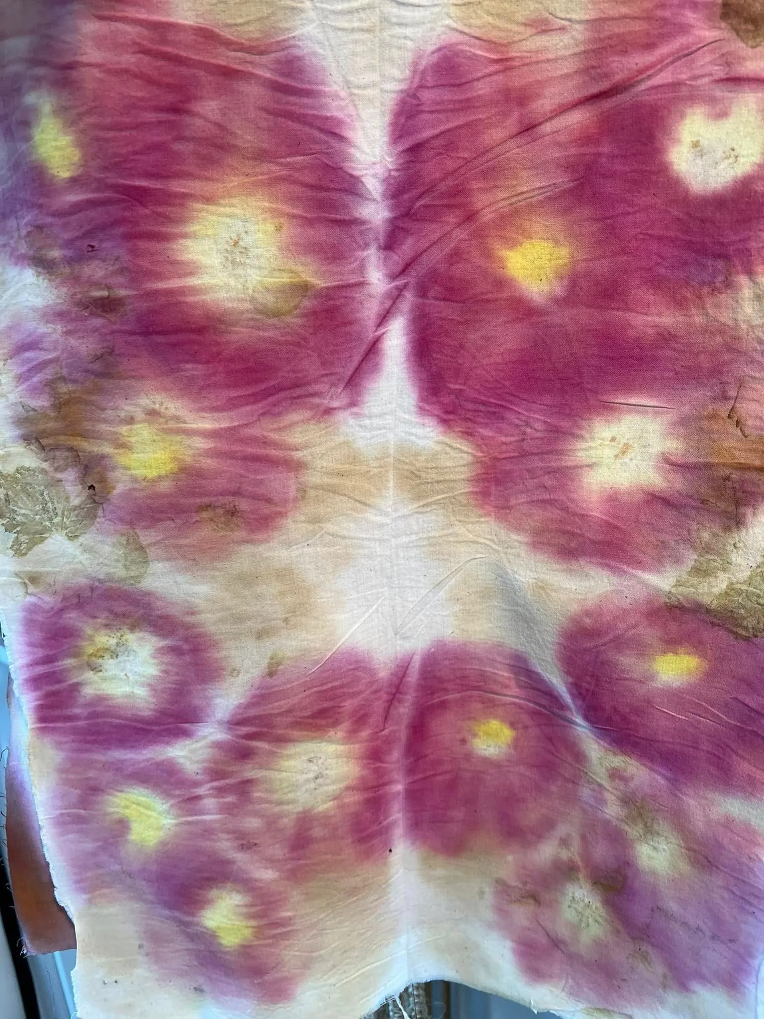 Hollyhock and marigold